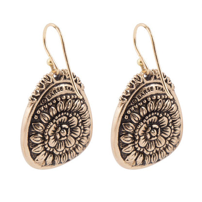Barse Jewelry Agave Genuine Blue Turquoise Bronze Drop Earrings