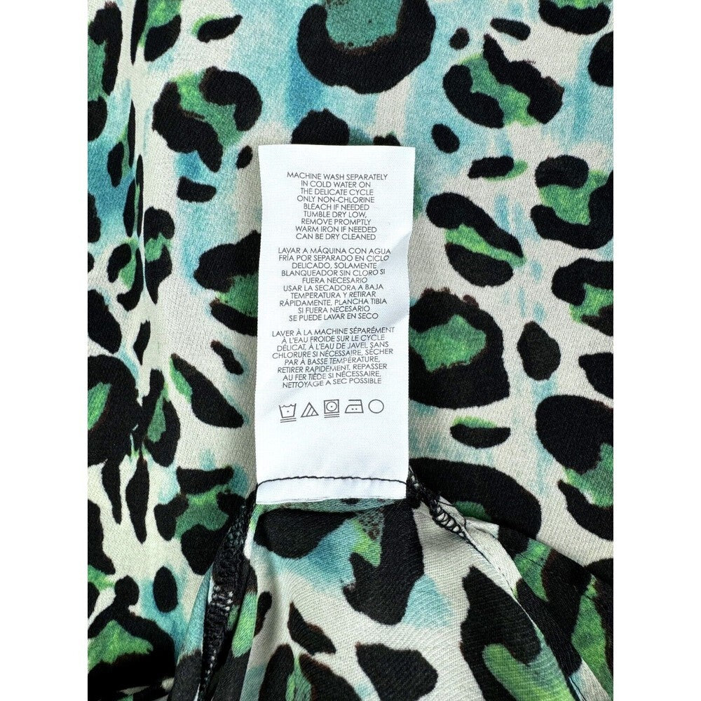 Cabi Top Green and Black Cheetah Print 2-Layered Blouse - Size Small