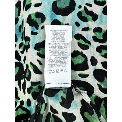 Cabi Top Green and Black Cheetah Print 2-Layered Blouse - Size Small