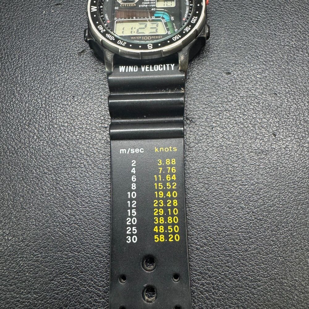 Vintage Citizen Wind Velocity Digital Watch 42-8035 Water Resist