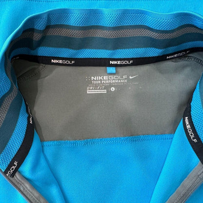 Nike Golf Dri-Fit Tour Performance Men Top Sz L 1/4 Zip Pullover Light Blue Gray