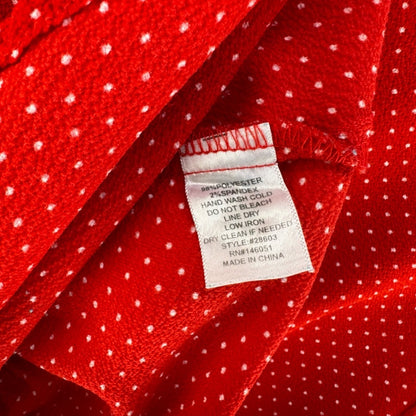 Monteau Women Blouse Sz M Red and white polka dots faux wrap