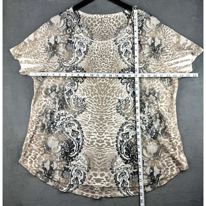 Style & Co Top Size 2X Beige Black White Paisley Embellished