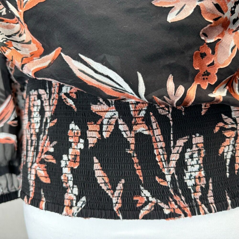 White House Black Market Sz 8 Cowl Neck Back Tie Pullover Sheer Slit Sleeve