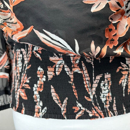 White House Black Market Sz 8 Cowl Neck Back Tie Pullover Sheer Slit Sleeve