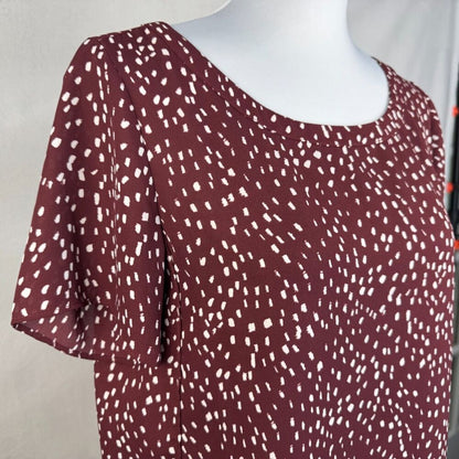 Banana Republic Women Petite Maroon Top Sz SP Boat Neck Short Sleeve