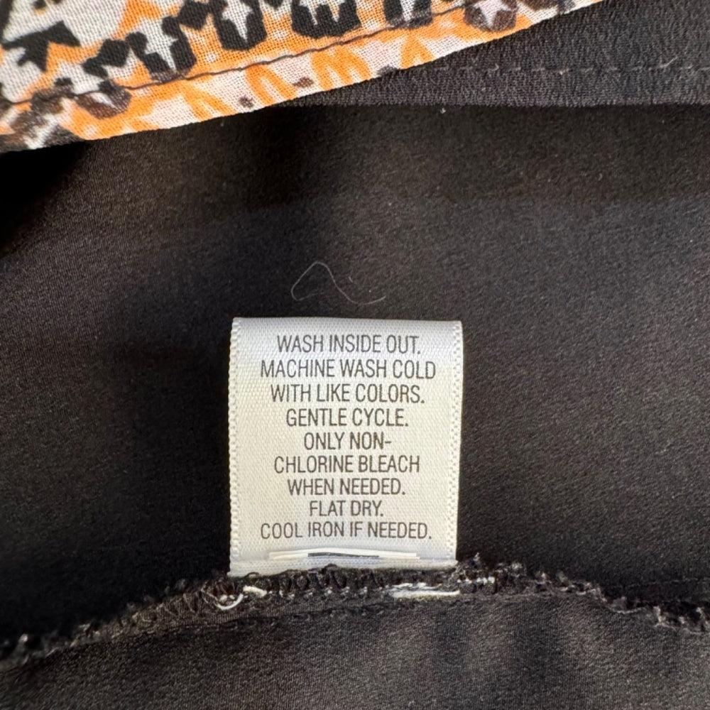 Dana Buchman Blouse Sz S Two-layered Black and multicolor back slit short sleeve
