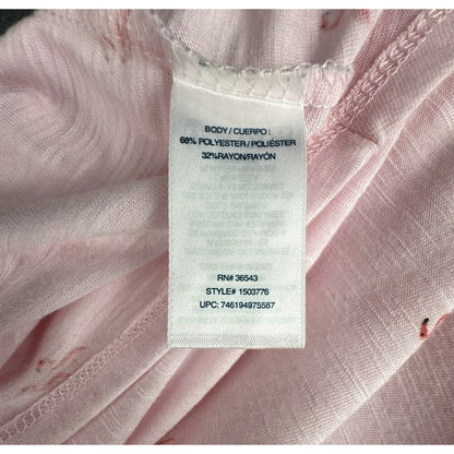 Izod Top Sz XXL Pink Short Sleeve Top With Twisted Hem And Flamingo Print