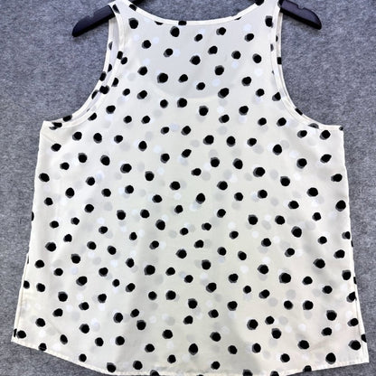 APT 9 Semi sheer tank top cream black gray print sleeveless, Size Medium