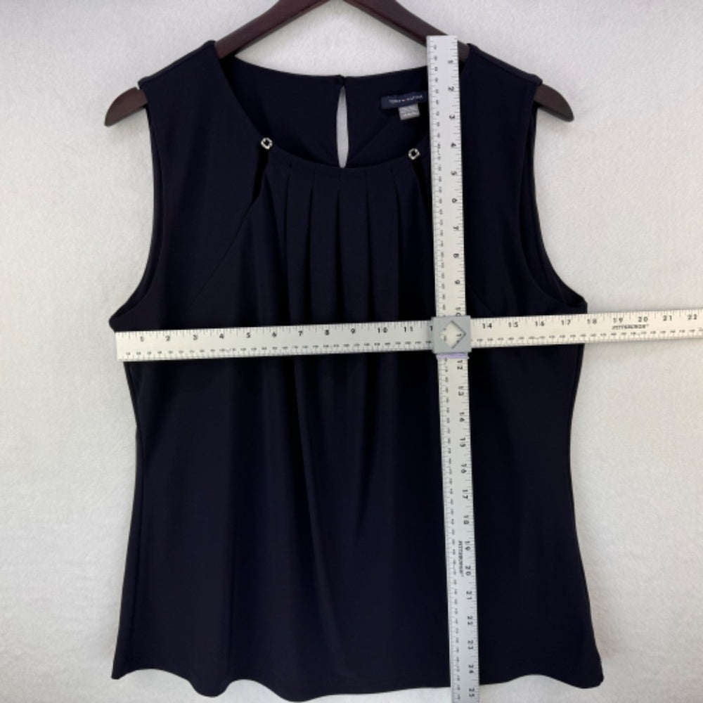 Tommy Hilfiger Ladies Tank Top Sz XL Navy Metal grommets on front