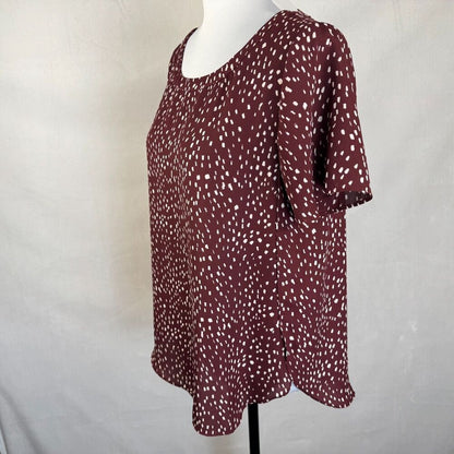 Banana Republic Women Petite Maroon Top Sz SP Boat Neck Short Sleeve
