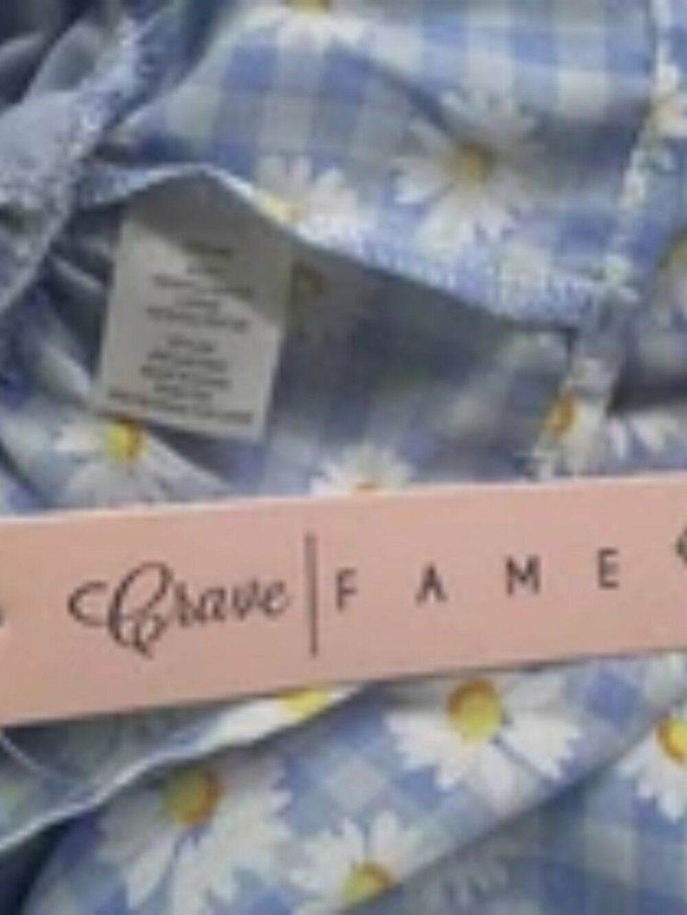 Crave Fame Blouse Women Sz L Style Peri Combo Light Blue Plaid Floral NWT