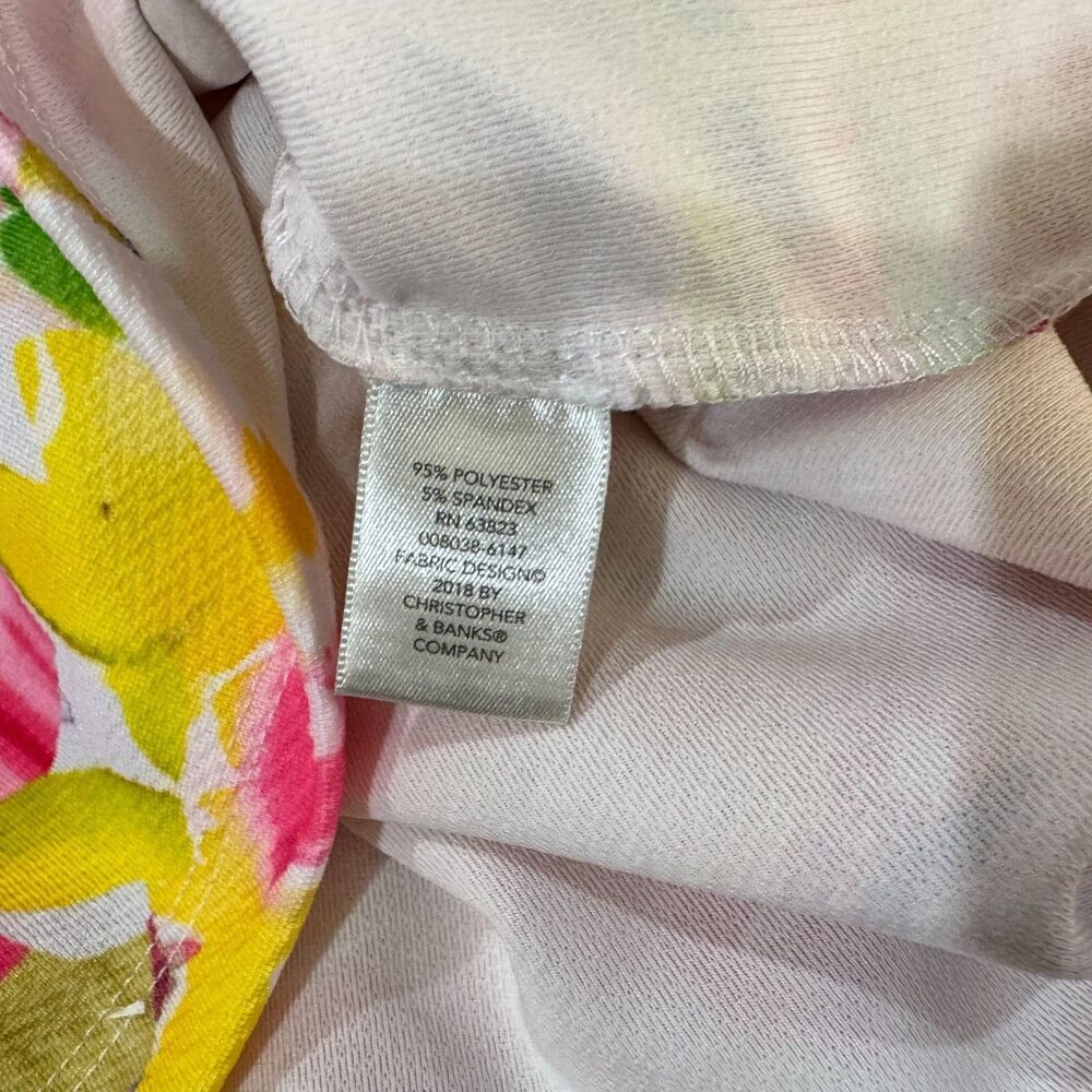 Christopher & Banks Top Sz Petite P/S Colorful Floral Round Neck Sleeveless