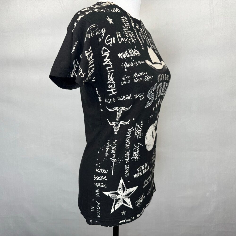 George Strait Women's Graphic Black T-Shirt Size M Guitar Country Music