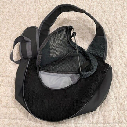 Pet Puppy Dog Sling Carrier Dark Green Mesh Shoulder Travel Bag Adjustable