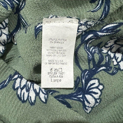 Let Them Eat Cake Sz L Crop Top Green Blue Flowers V-Neck Wrap elastic waist