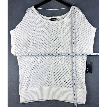 A.N.A. Top Sz 1X White Knit Short Sleeve Scoop Neckline