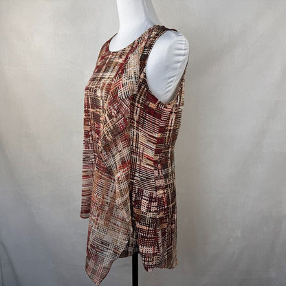 White House Black Market Sz S Geometric Print Asymmetrical Keyhole Sleeveless