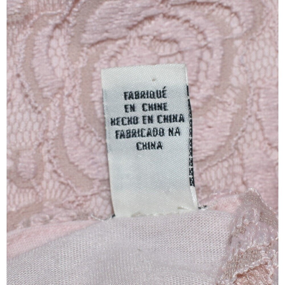 Forever 21 Top Sz M Dusty Pink Lace Blouse Boat Neck Long Sleeve