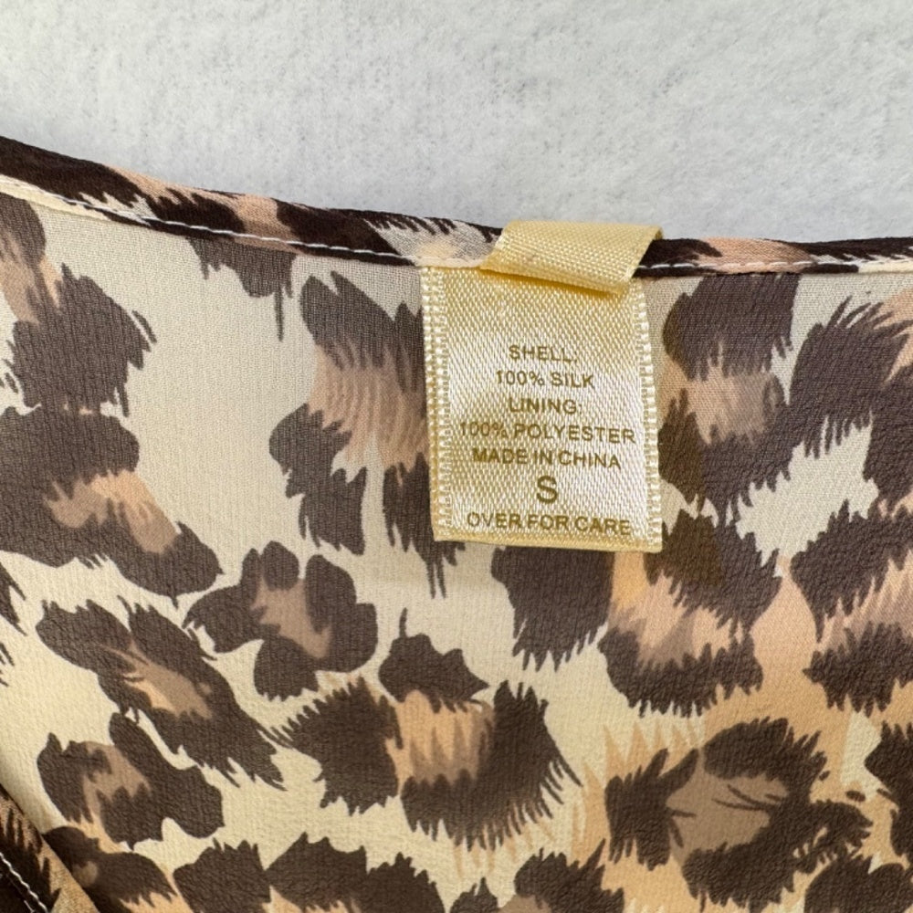 Chenault Ladies Silk Blouse Sz S 2-Piece Brown Beige Tan Solid brown Lining