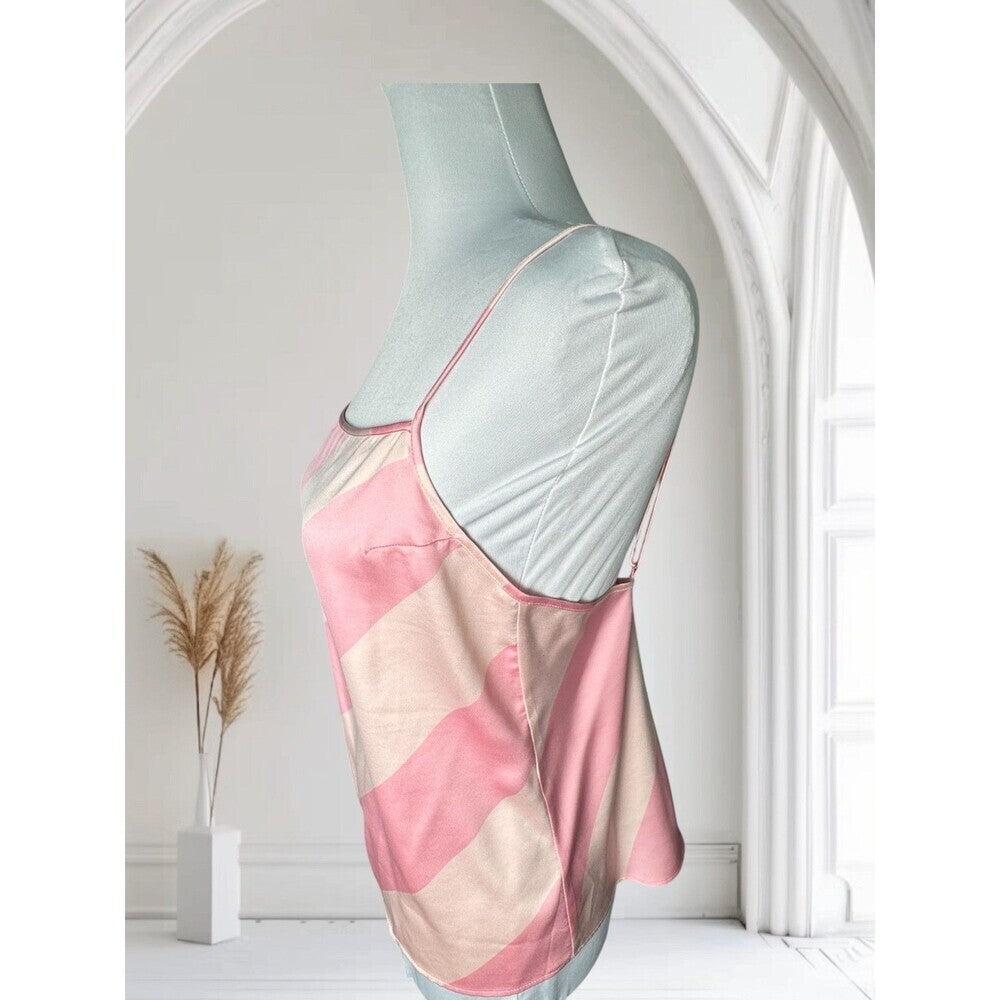 Victoria’s Secret Sz M Pink Stripe Camisole Satin Cropped