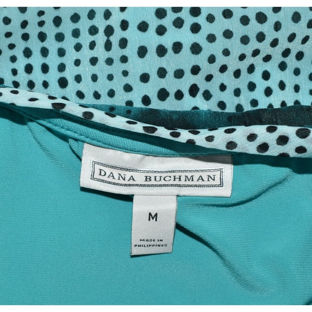 Dana Buchman Teal Green Black White Print Sleeveless V Neck Top - Size Medium