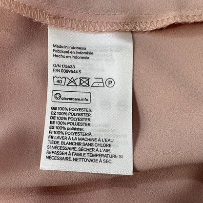 H&M Women Sz 6 Dusty Peach V Neck Front Pleated Sleeveless Tunic Top