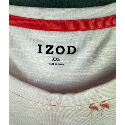 Izod Top Sz XXL Pink Short Sleeve Top With Twisted Hem And Flamingo Print