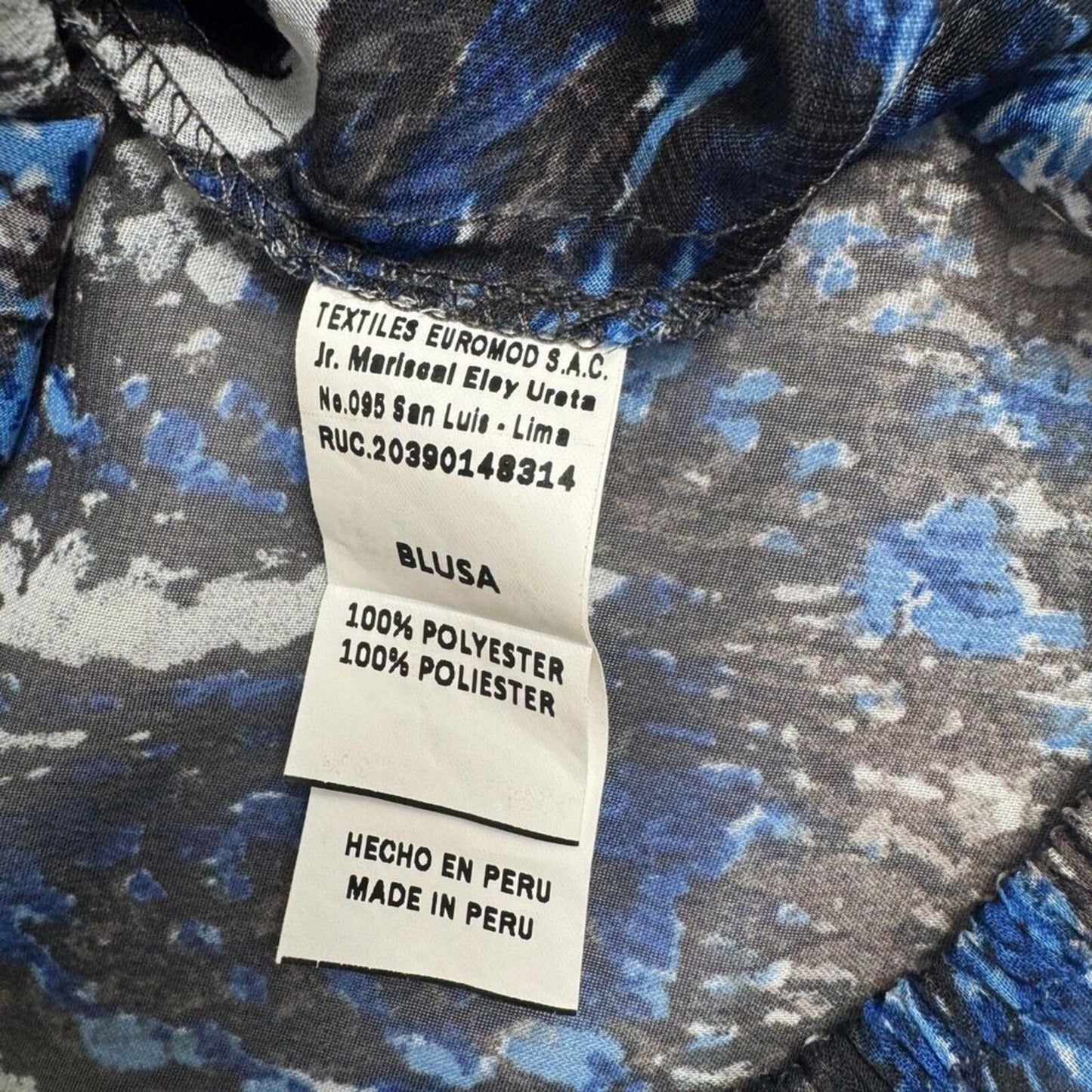 Joaquim Mir Women M Sheer Blouse Abstract Print Long Sleeve Round Neck Career