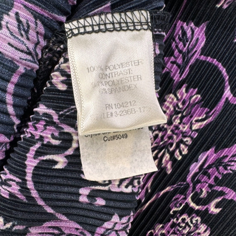 Christopher & Banks Ladies Top Sz S Sleeveless Purple Black Accordion Pleat