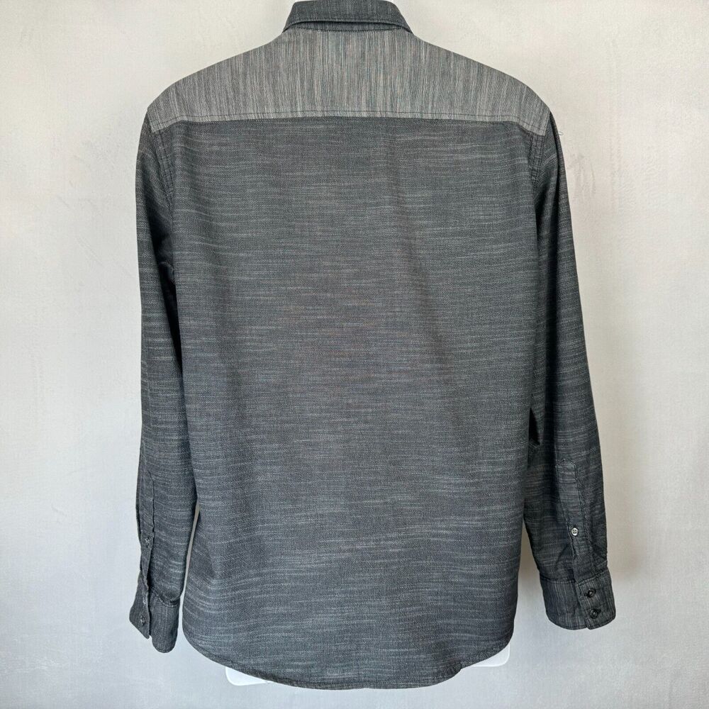 Rock & Republic Shirt Size M Charcoal and Gray Button Down Roll Up Long Sleeve