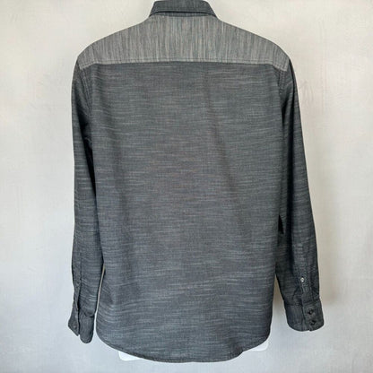 Rock & Republic Shirt Size M Charcoal and Gray Button Down Roll Up Long Sleeve