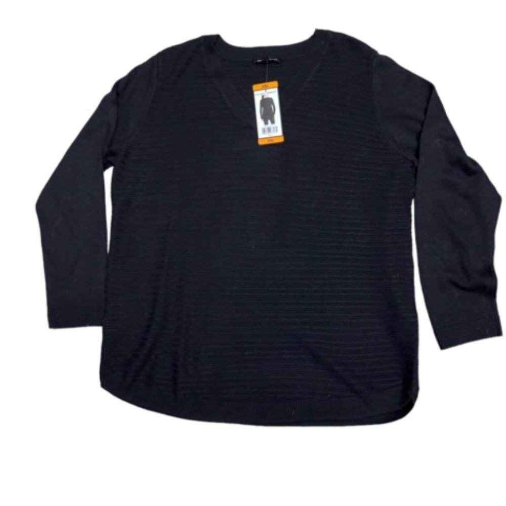 Hilary Radley Women's Size XXL Textured V-Neck Pullover Sweater