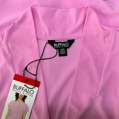 Buffalo David Bitton Blouse Sz M V-Neck Short Sleeve Pink stand up collar