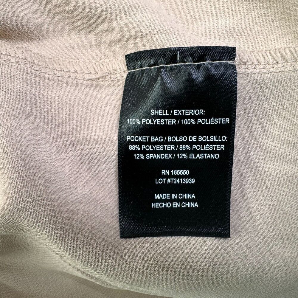 32 Degrees Ladies Dress Sz M Beige Twill Short Sleeves Clinched Waist 2 pockets