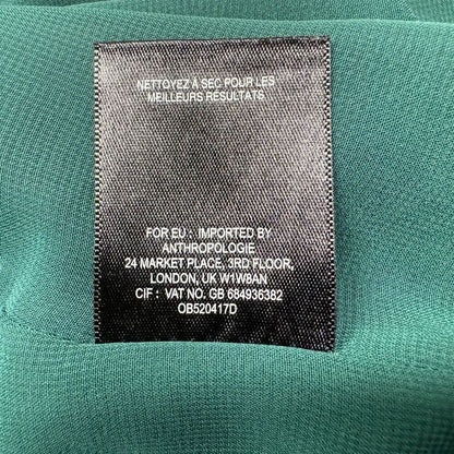 Maeve Top Sz 4 Green Silk One Shoulder Ruffle Lined Top Side Zipper