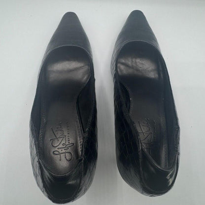 Life Stride Soft System Women's Shoes Sz 9 Black Faux Reptile Pumps 3" Heels