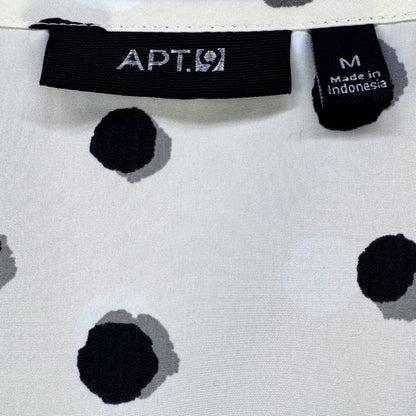 APT 9 Semi sheer tank top cream black gray print sleeveless, Size Medium