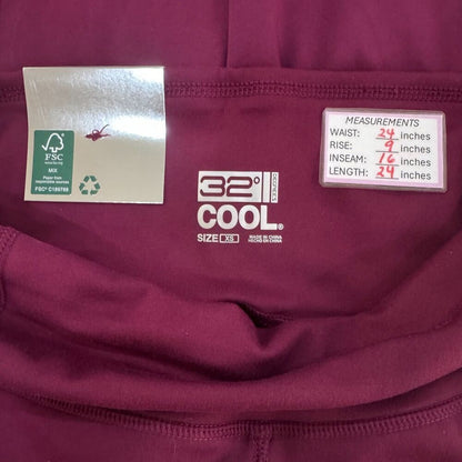 32 Degrees Cool Women Sz XS Soft Active Capri Legging Pants Plum Caspia