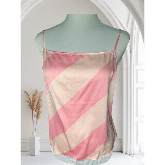 Victoria’s Secret Sz M Pink Stripe Camisole Satin Cropped