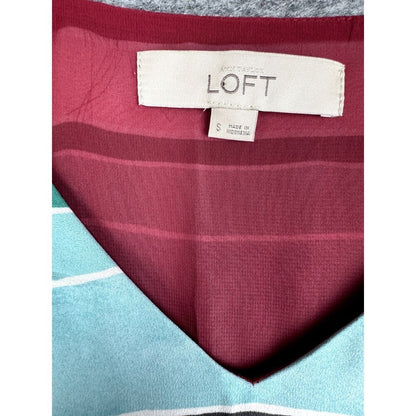 Loft Red Tank Top,  Multicolor Stripes, V-Neck, Spaghetti Stripes,  Size Small