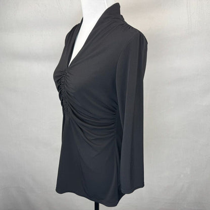Alfani Women Blouse Sz M Long Sleeve V-Neck Ruched Front