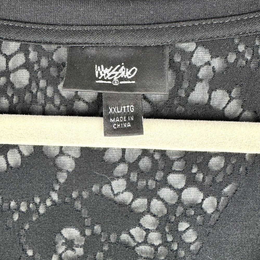 Mossimo Top Sz XXL Black Lace Sheer Stretch Split Sides Short Sleeves