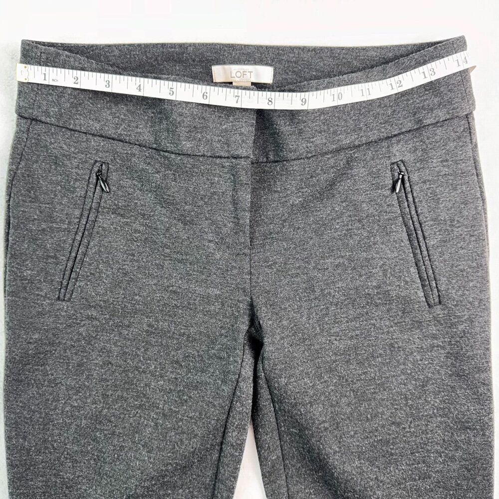 Loft Marisa Skinny Pants Size 0 Dark Gray Slash Zippered Front Back Pockets