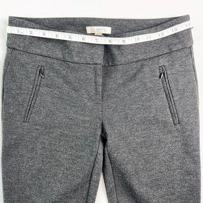 Loft Marisa Skinny Pants Size 0 Dark Gray Slash Zippered Front Back Pockets
