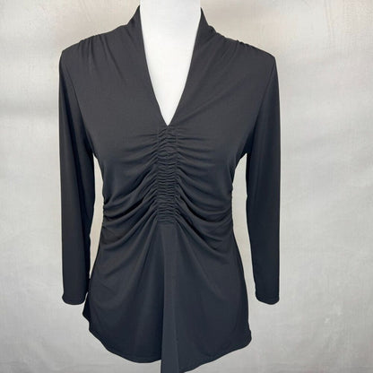 Alfani Women Blouse Sz M Long Sleeve V-Neck Ruched Front