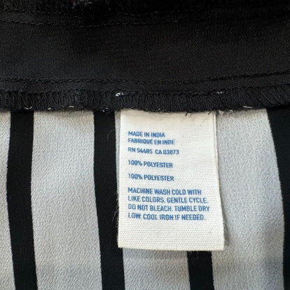 American Eagle Sheer Sz L Black White Striped Round Neck Back Accent Buttons