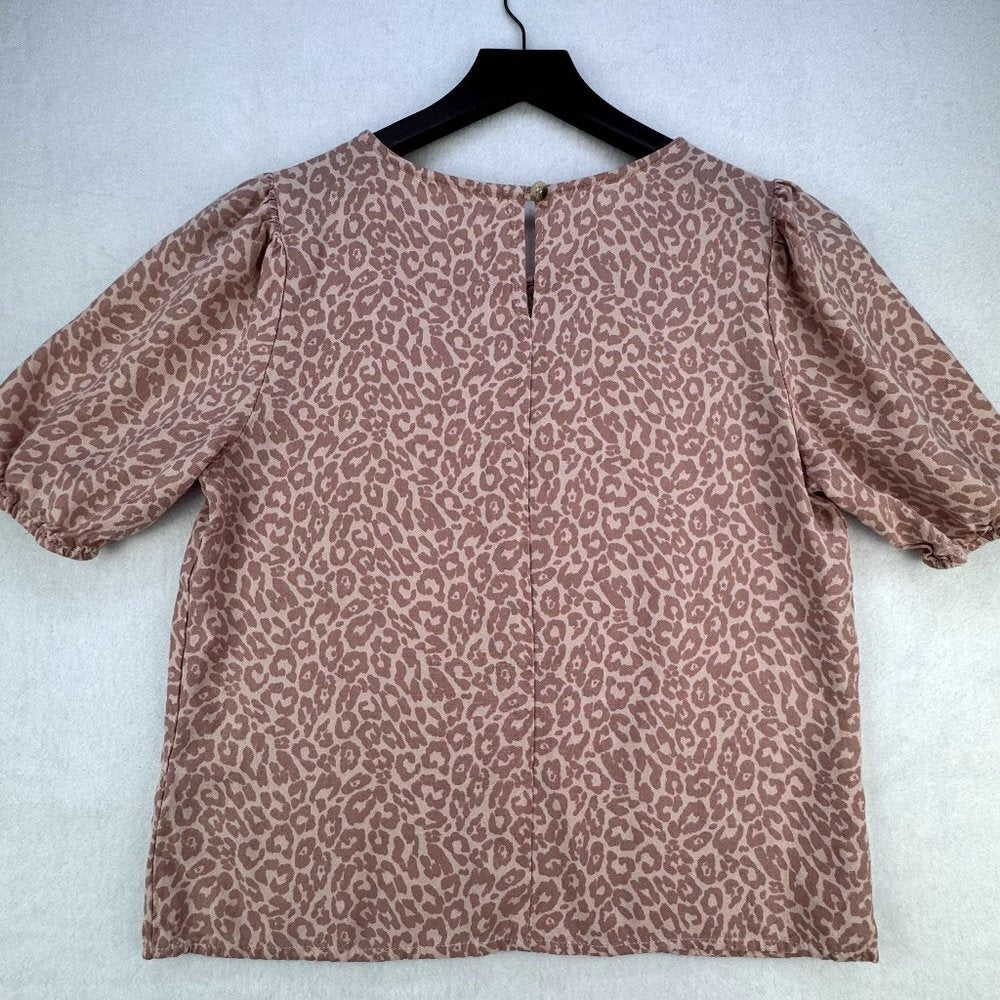 Sim & Sam Dusty pink top n darker pink print Puff Sleeve, Women's Size M