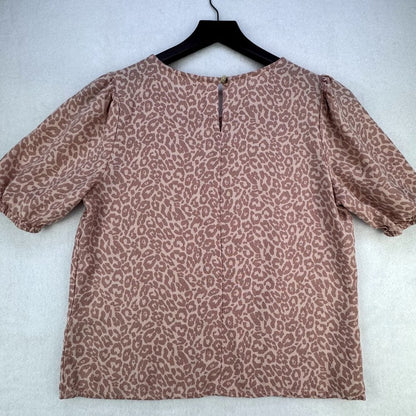 Sim & Sam Dusty pink top n darker pink print Puff Sleeve, Women's Size M