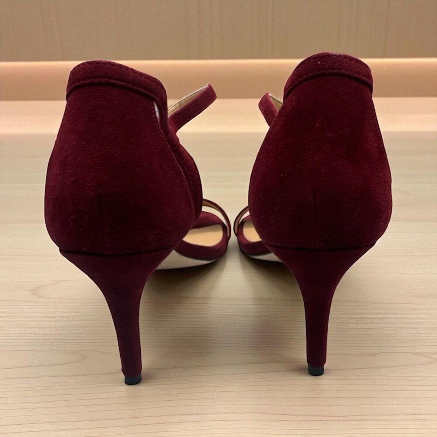 Michael Kors Sz 8.5 Red Suede Stiletto Sandals Strappy High Heel Dressy